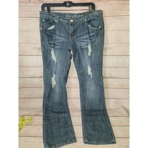 Twelve K Los Angeles Junior Sz 13 Blue Rhinestone Bling Pockets Denim Flare Jean